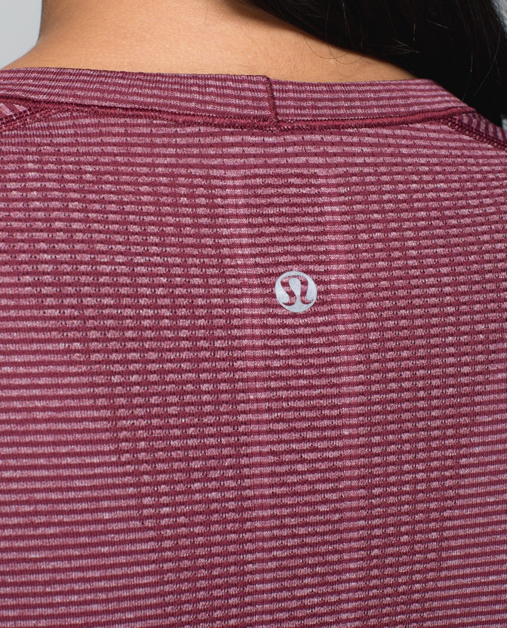 Lululemon Run:  Swiftly Tech Long Sleeve Crew - Tonka Stripe Heathered Rust Berry Rust Berry