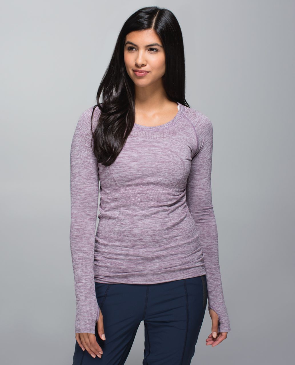 Lululemon Run:  Swiftly Tech Long Sleeve Crew - Space Dye Heathered Purple Fog