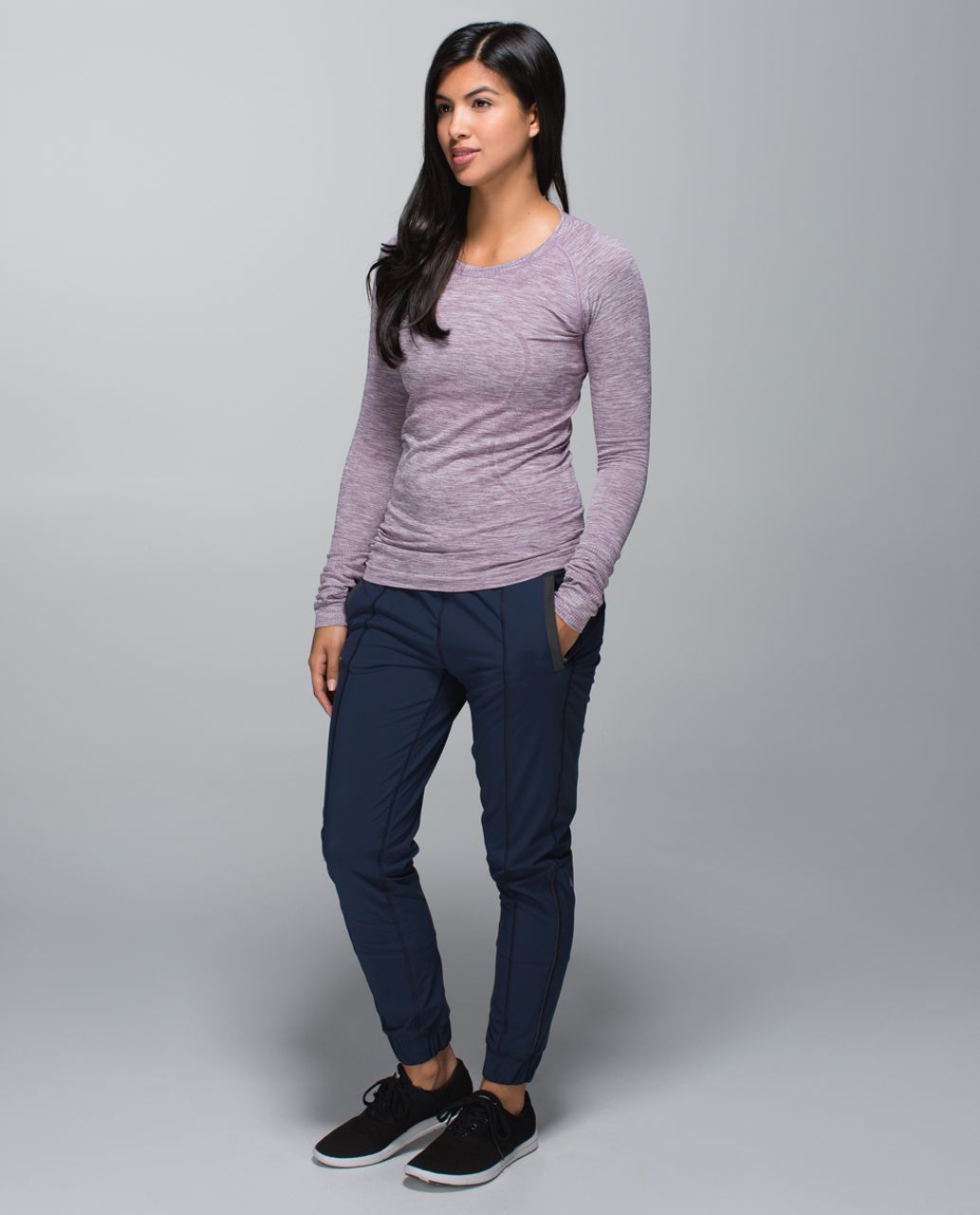 Lululemon Run:  Swiftly Tech Long Sleeve Crew - Space Dye Heathered Purple Fog