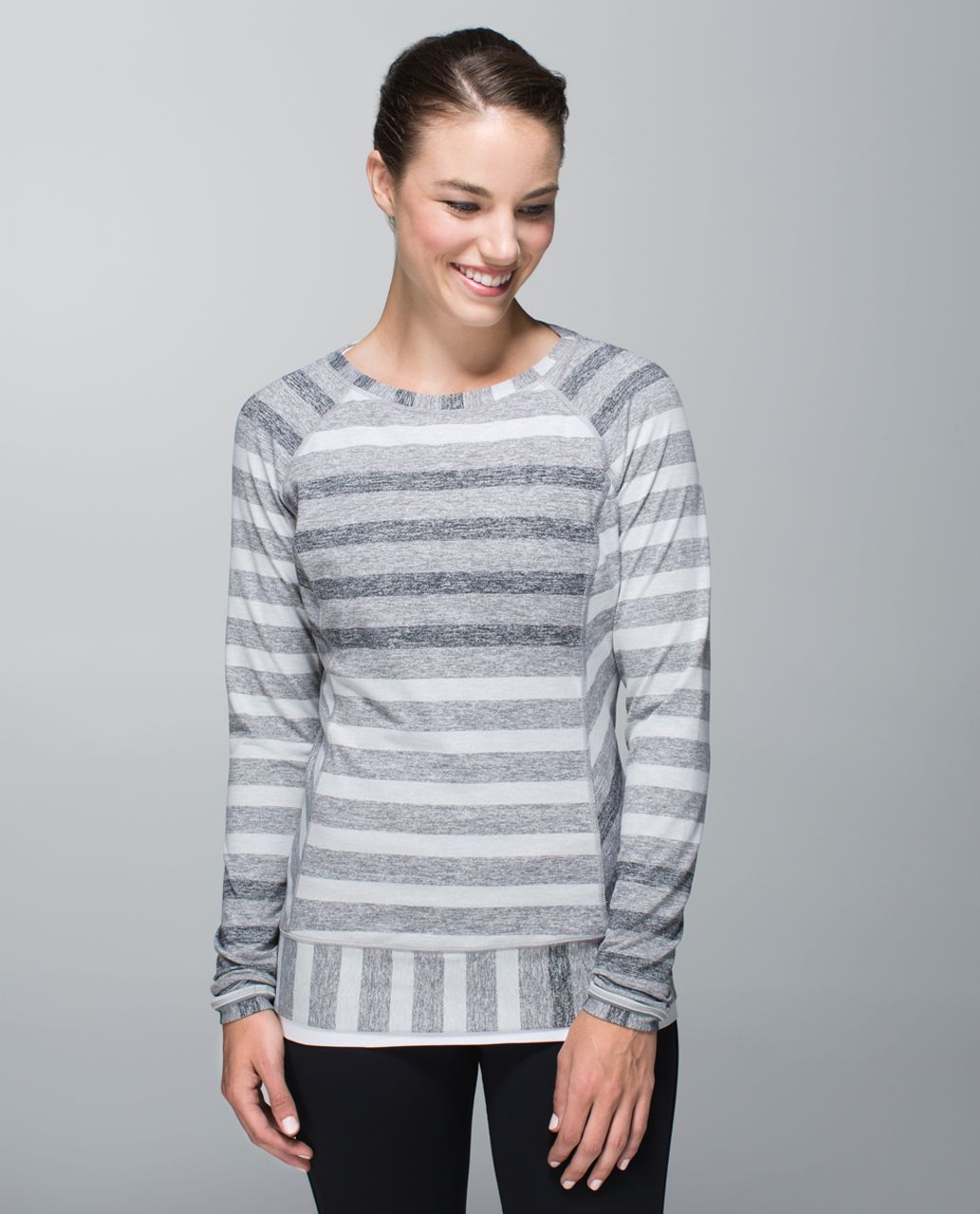 Lululemon Race Your Pace Long Sleeve - Marshmallow Stripe Heathered Slate