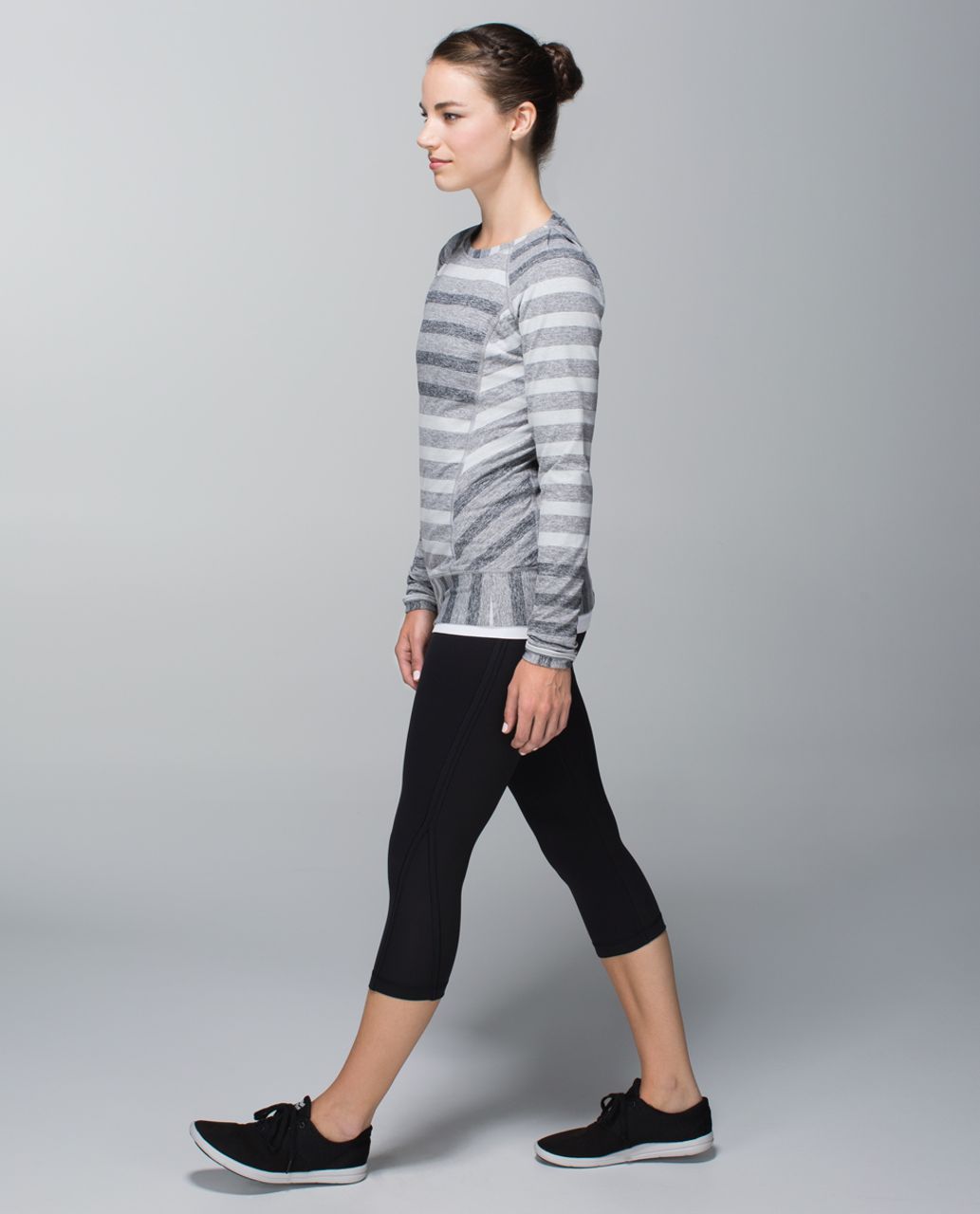 Lululemon Race Your Pace Long Sleeve - Marshmallow Stripe Heathered Slate