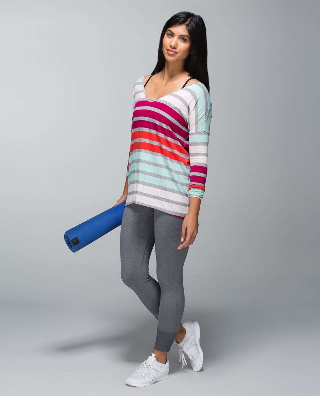 Lululemon Flip Your Dog Long Sleeve - Triplet Twin Stripe Toothpaste