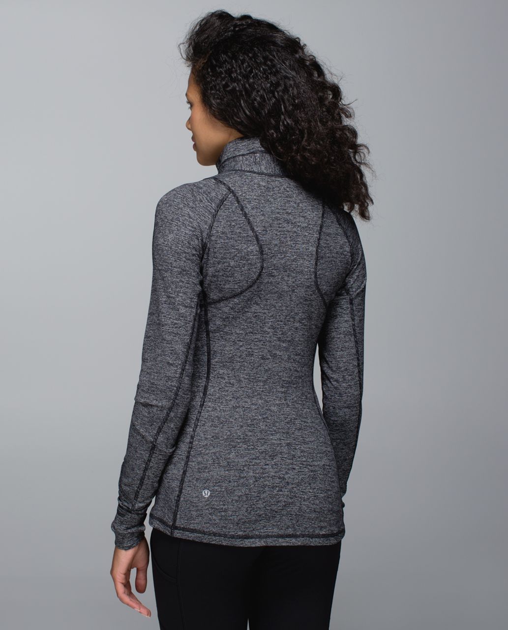 Lululemon Base Runner 1/2 Zip - Heathered Herringbone Heathered Black Black  - lulu fanatics