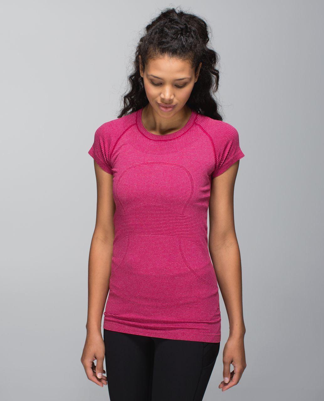 Lululemon Run:  Swiftly Tech Short Sleeve Crew - Tonka Stripe Heathered Bumble Berry Bumble Berry