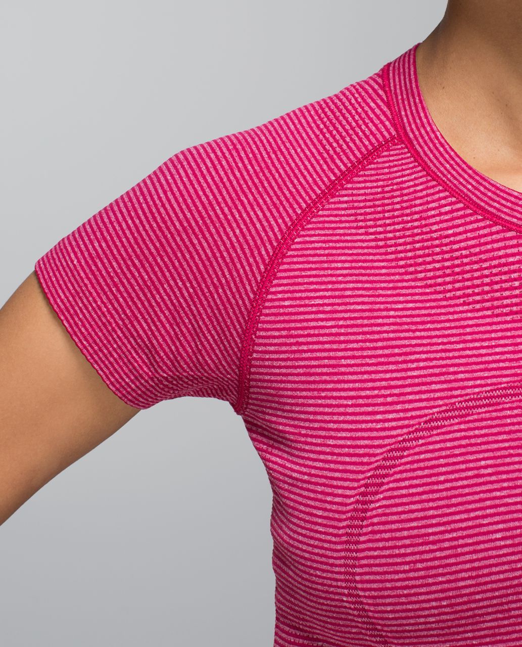 Lululemon Run:  Swiftly Tech Short Sleeve Crew - Tonka Stripe Heathered Bumble Berry Bumble Berry