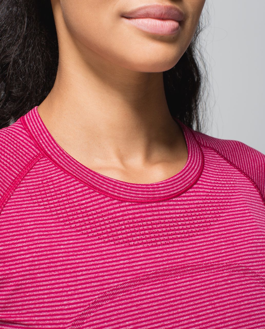 Lululemon Run:  Swiftly Tech Short Sleeve Crew - Tonka Stripe Heathered Bumble Berry Bumble Berry