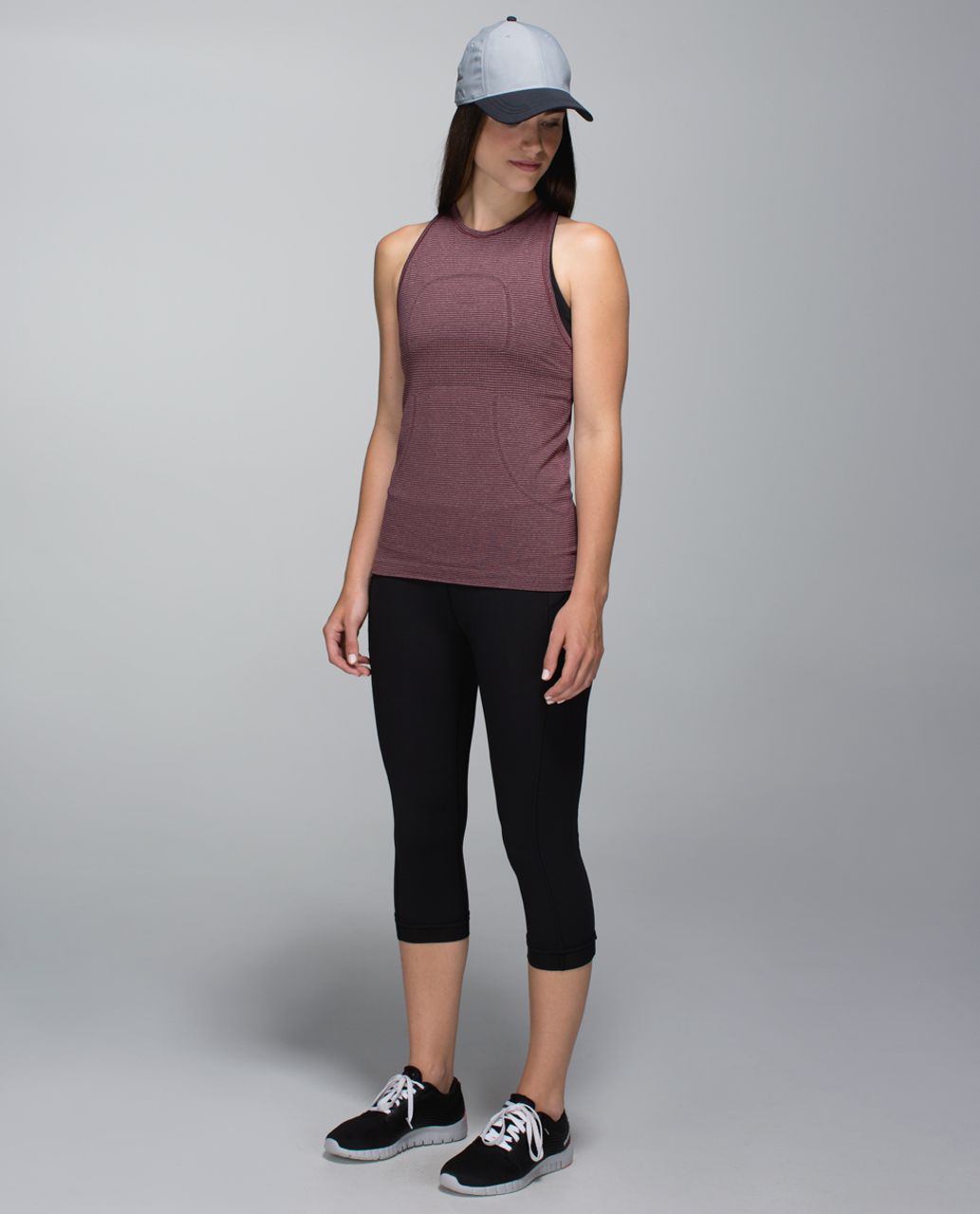 Lululemon Run:  Swiftly Tech Tank - Tonka Stripe Heathered Bordeaux Drama Bordeaux Drama