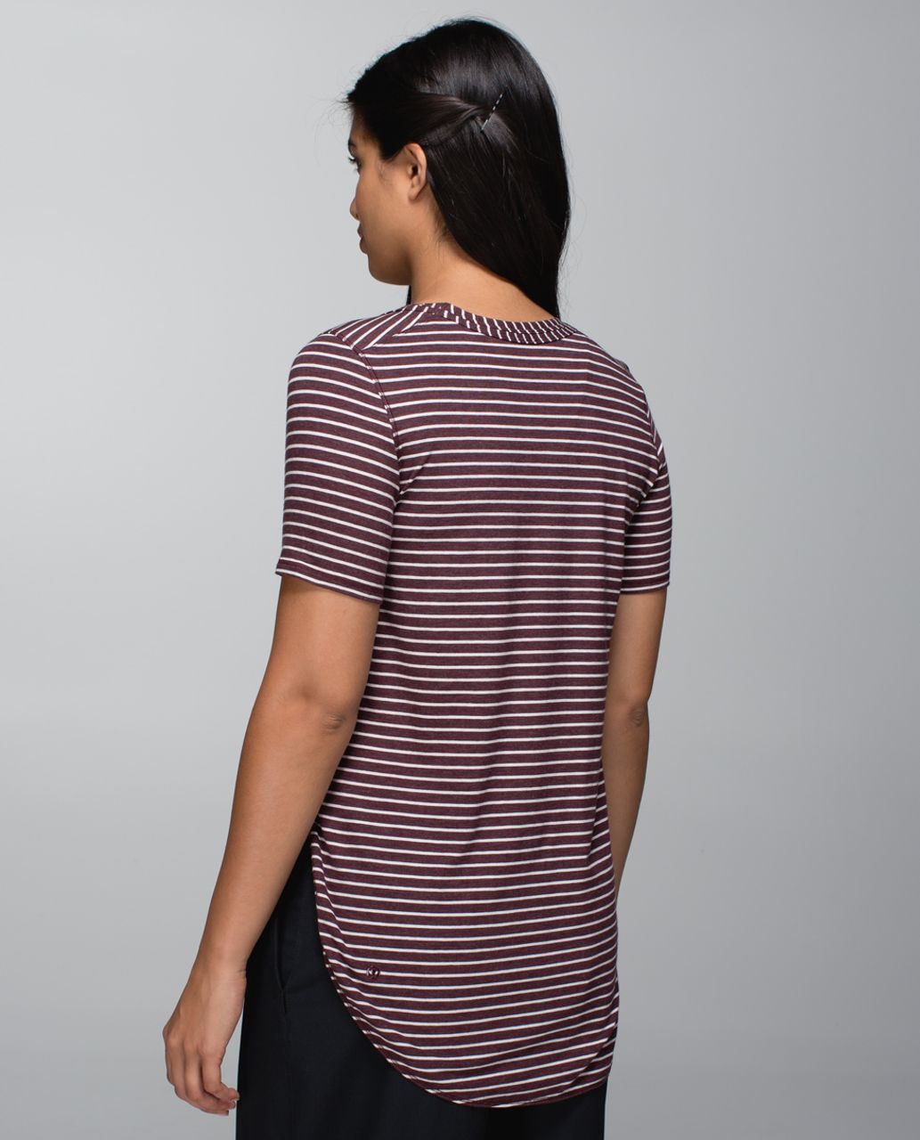 Lululemon Om Tee - West2east Stripe Heathered Bordeaux Drama