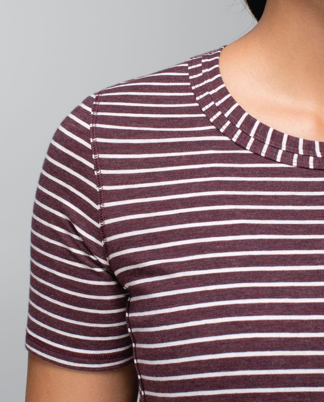 Lululemon Om Tee - West2east Stripe Heathered Bordeaux Drama