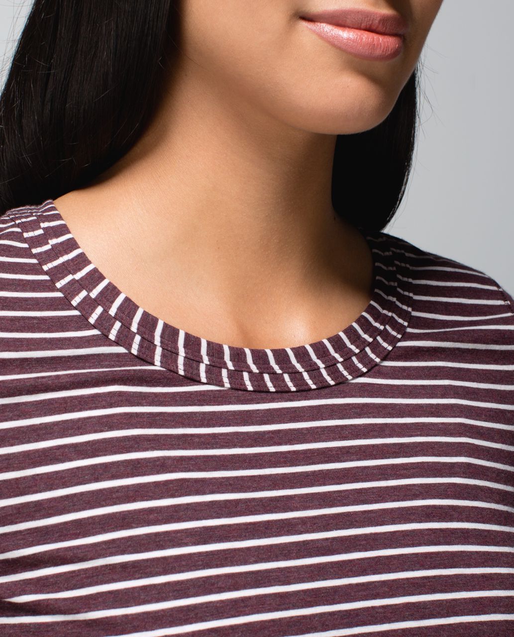 Lululemon Om Tee - West2east Stripe Heathered Bordeaux Drama