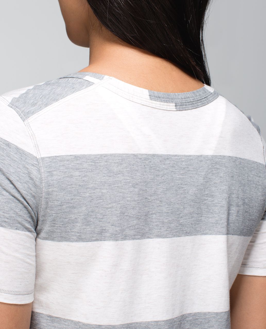 Lululemon Om Tee - Bold Stripe Heathered Medium Grey Heathered Angel White