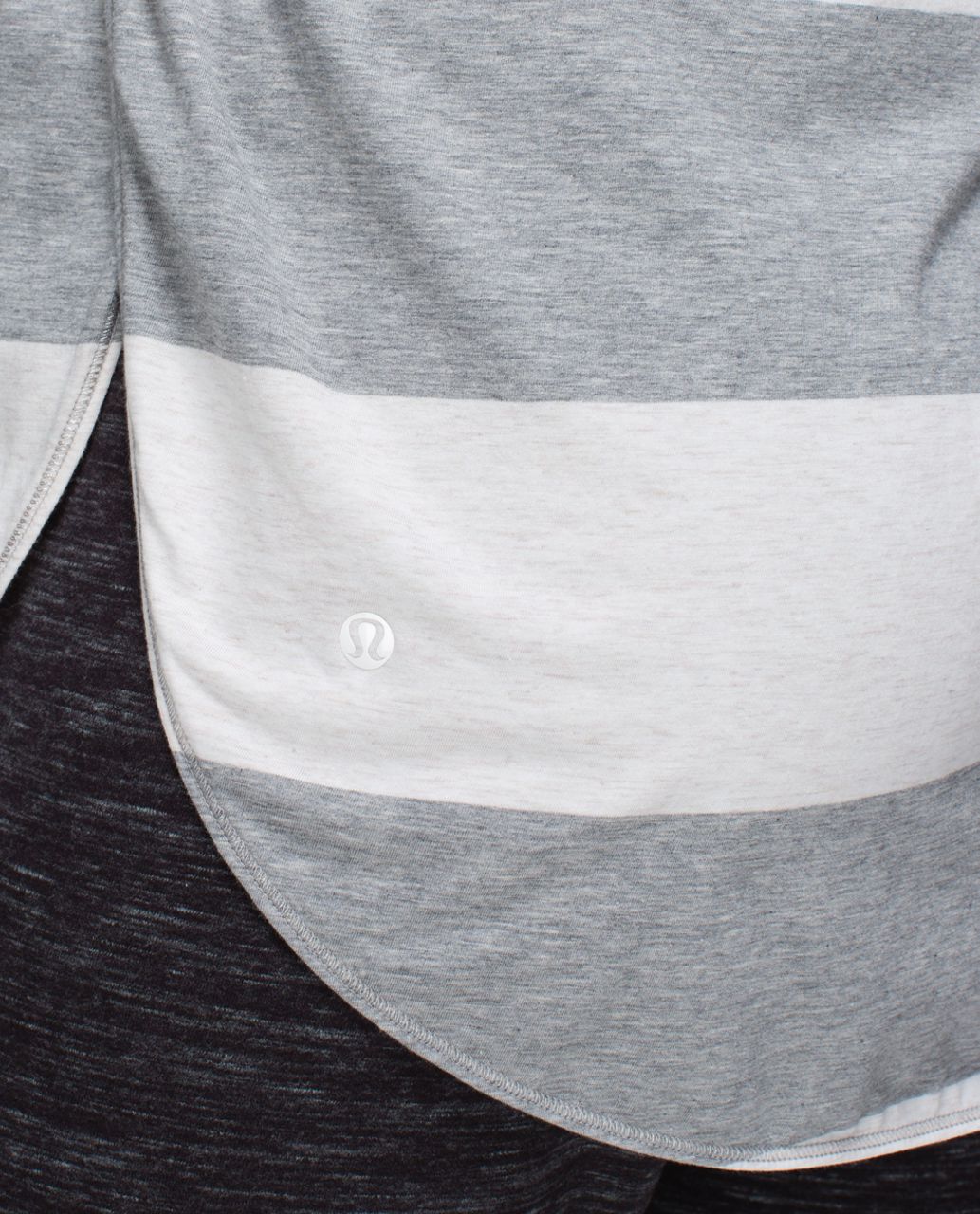 Lululemon Om Tee - Bold Stripe Heathered Medium Grey Heathered Angel White