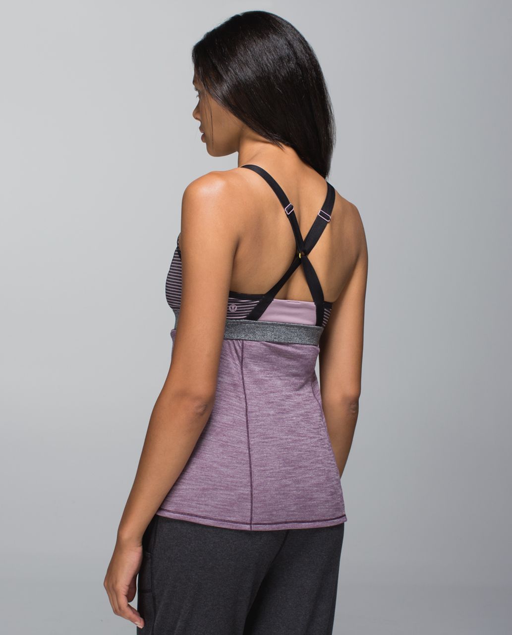 Lululemon Breathe In Tank - Heathered Purple Fog / Mauvelous / Hyper Stripe Mauvelous Heathered Black