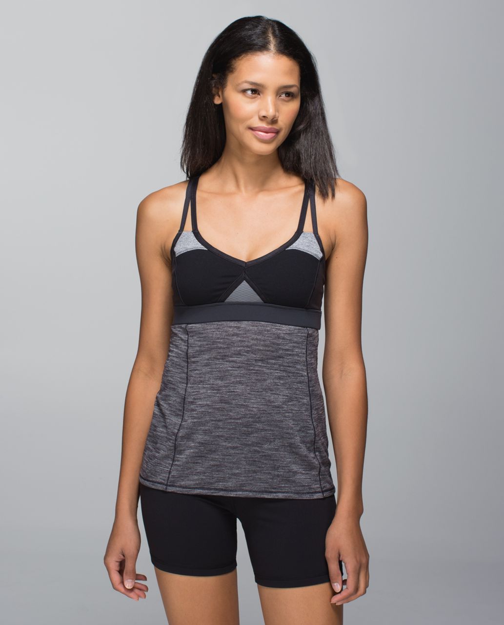 Lululemon Breathe In Tank - Heathered Black / Black / Conductor Stripe Black Deep Coal