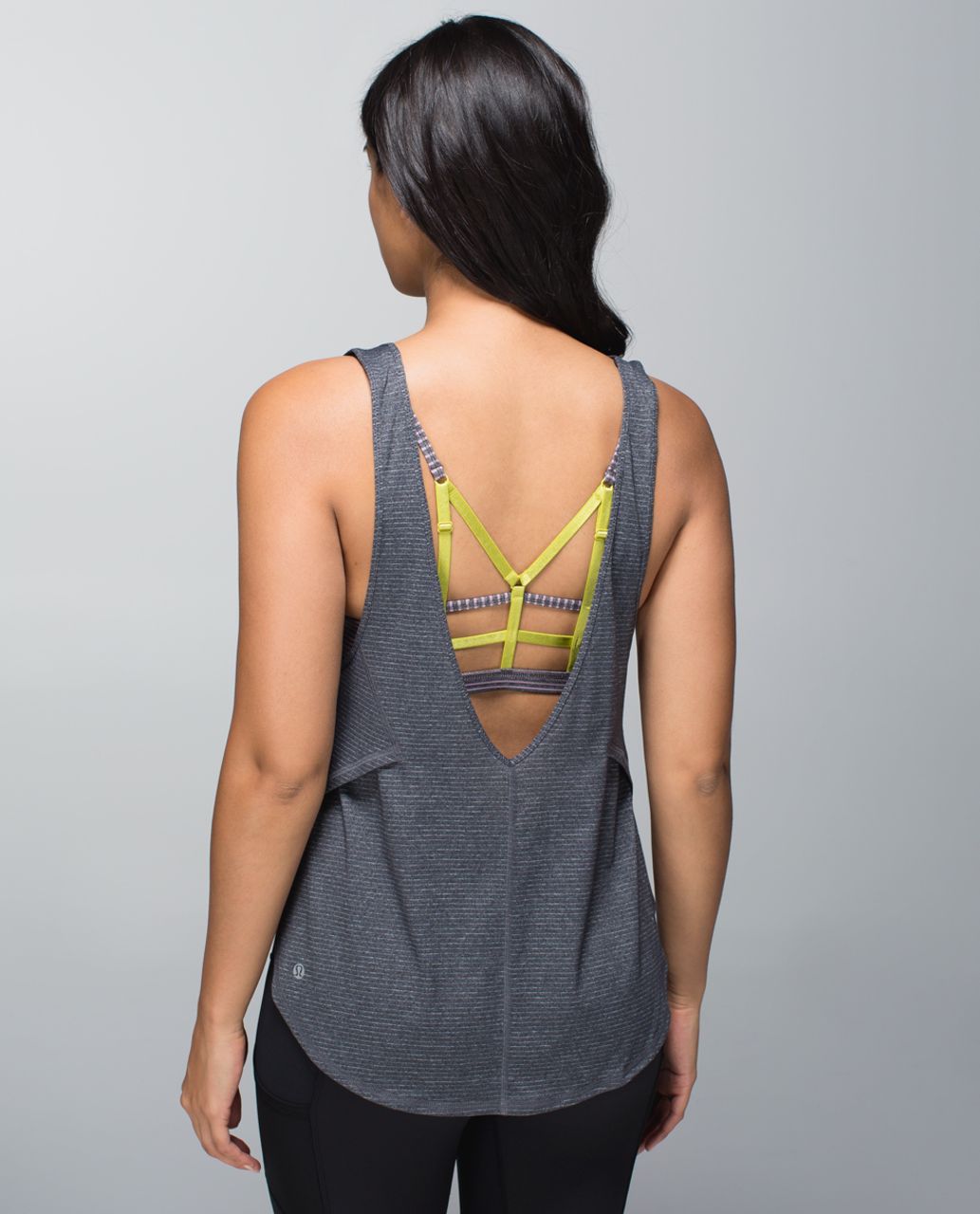 Lululemon Seek The Heat Tank - Heathered Deep Coal / Hyper Stripe Mauvelous Heathered Black