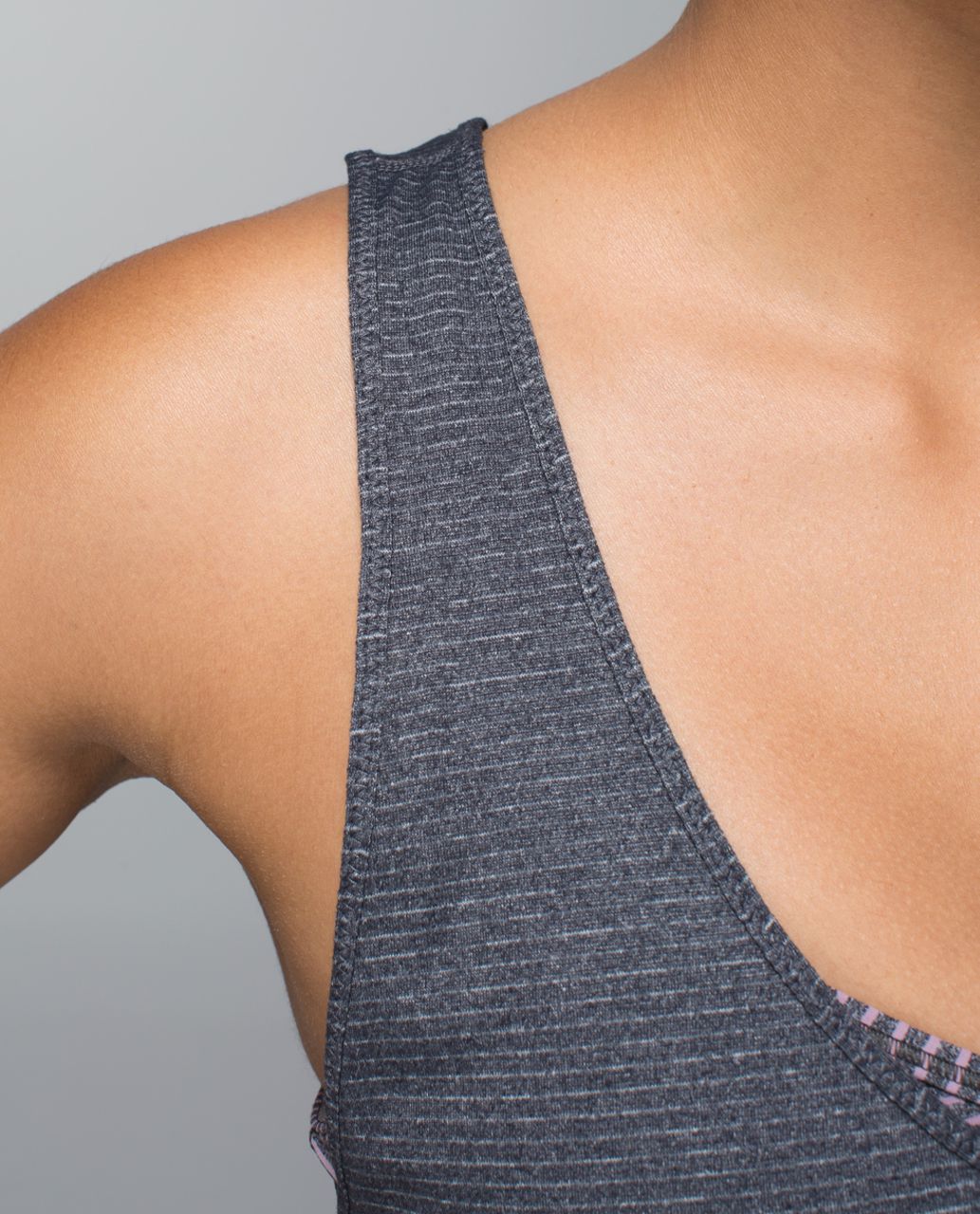 Lululemon Seek The Heat Tank - Heathered Deep Coal / Hyper Stripe Mauvelous Heathered Black