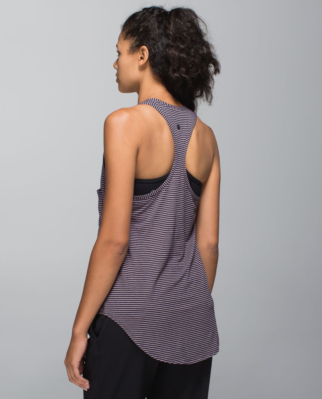 Lululemon Yogi Racerback - Hyper Stripe Mauvelous Heathered Black