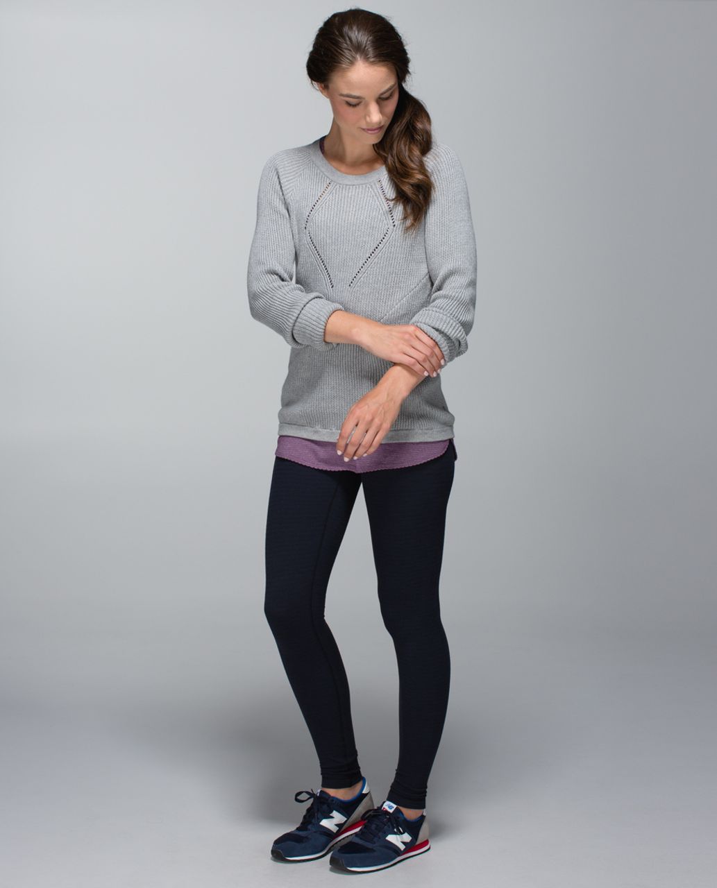 Lululemon Wunder Under Roll Down Leggings- “Heathered Herringbone/Black/White”