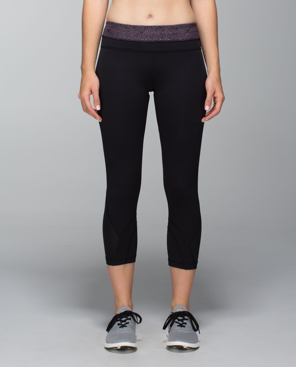 Lululemon Run:  Inspire Crop II - Black / Plush Petal Deep Coal Purple Fog