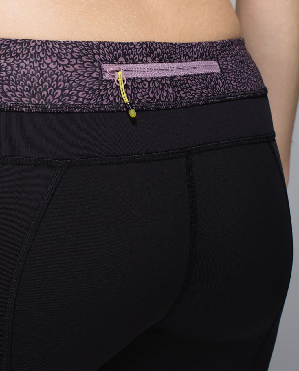 Lululemon Run:  Inspire Crop II - Black / Plush Petal Deep Coal Purple Fog