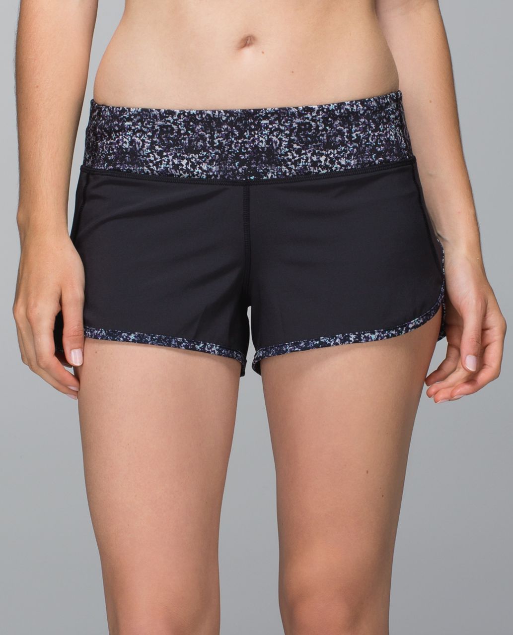 Lululemon Run:  Speed Short *4-way Stretch - Black / Rocky Road Sand Dune Toothpaste