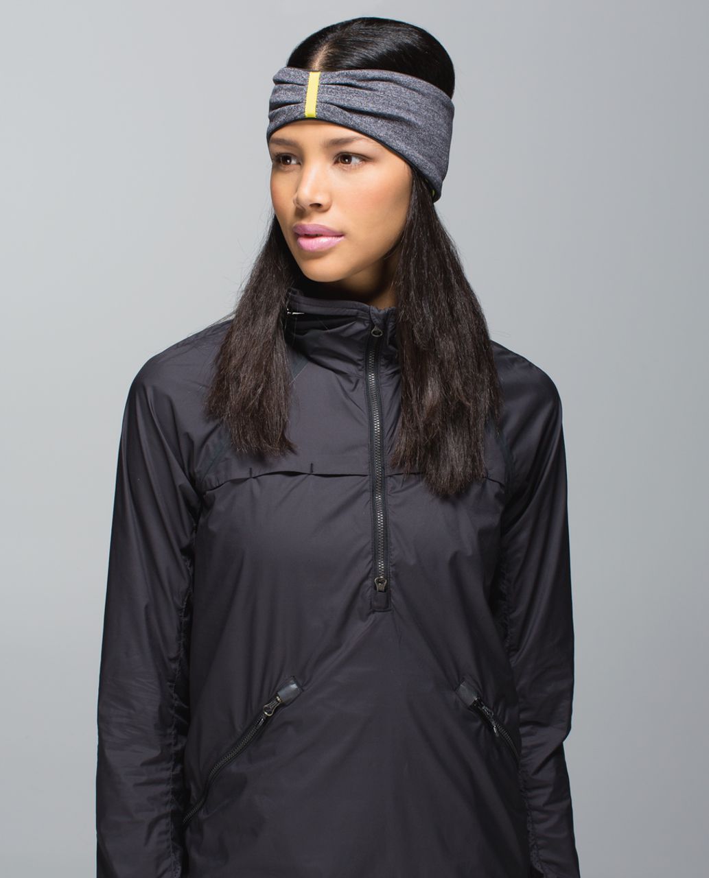 Lululemon Run With Me Ear Warmer - Hyper Stripe Heathered Black Almost Pear / Heathered Black