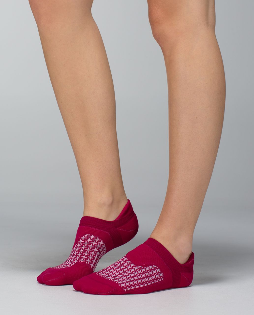 Lululemon Women's Ultimate No Show Run Sock *Ergo Toes - Houndstooth Bumble Berry