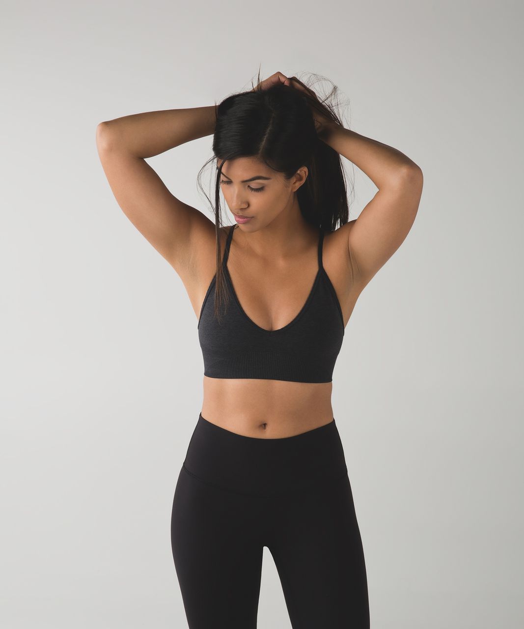 Lululemon Ebb To Street Bra - Heathered Black - lulu fanatics