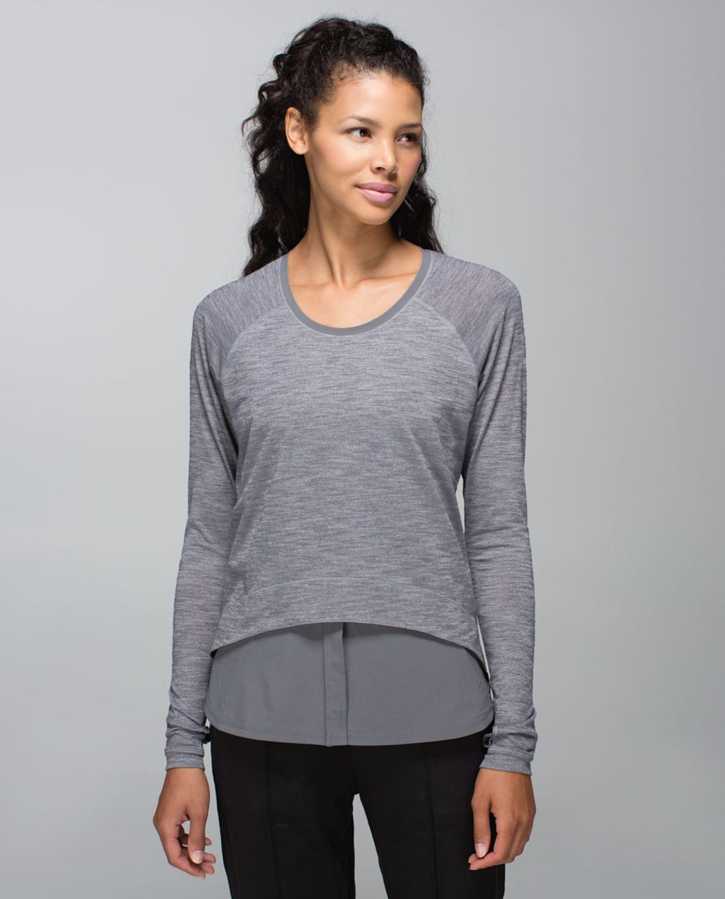 Lululemon Layered Long Sleeve Tee - Heathered Slate / Slate / Almost Pear