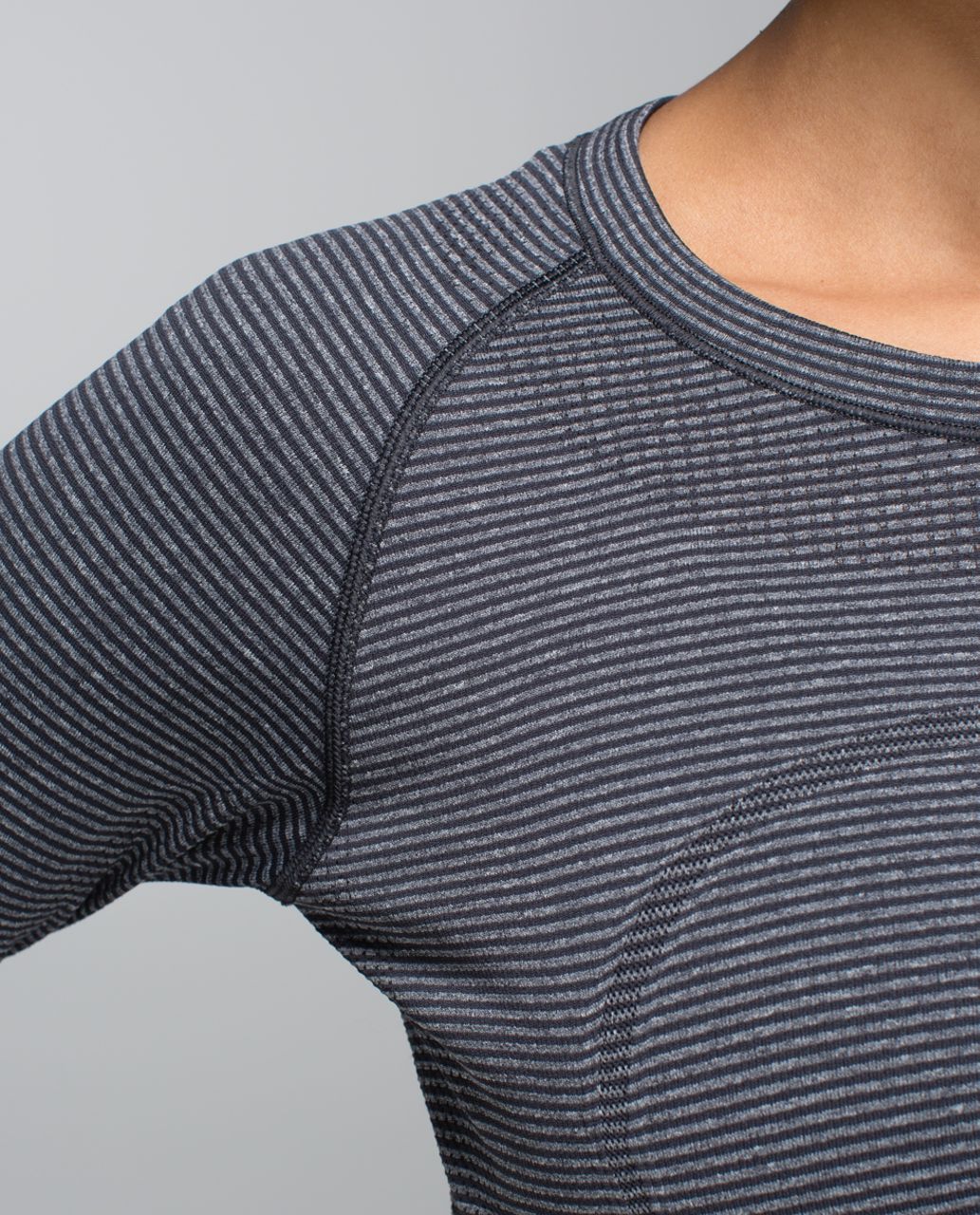 Lululemon Run:  Swiftly Tech Long Sleeve Crew - Tonka Stripe Heathered Black Black