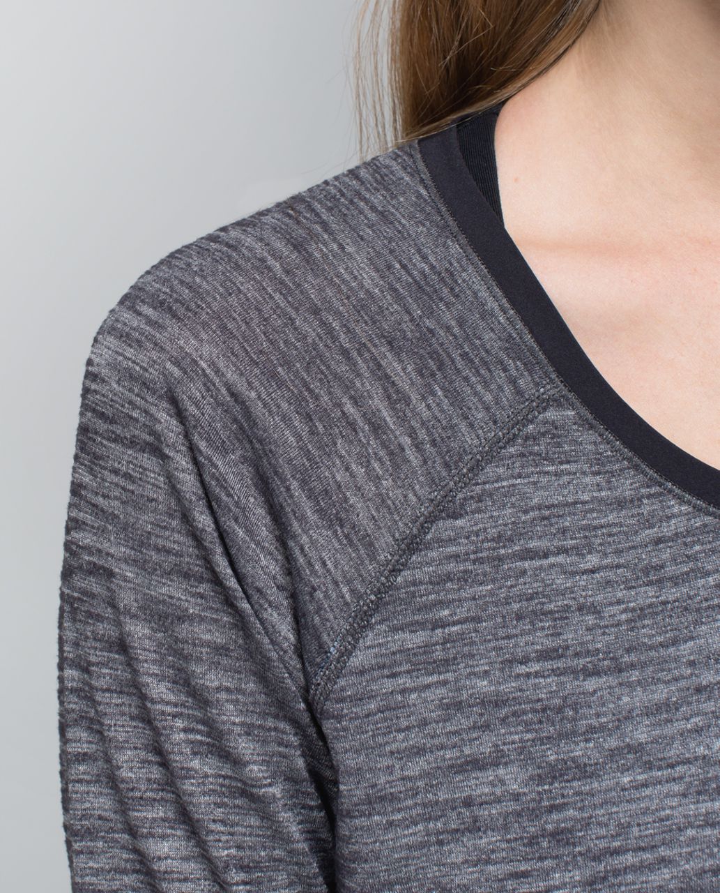 Lululemon Layered Long Sleeve Tee - Heathered Black / Inky Floral Black Ghost / Black