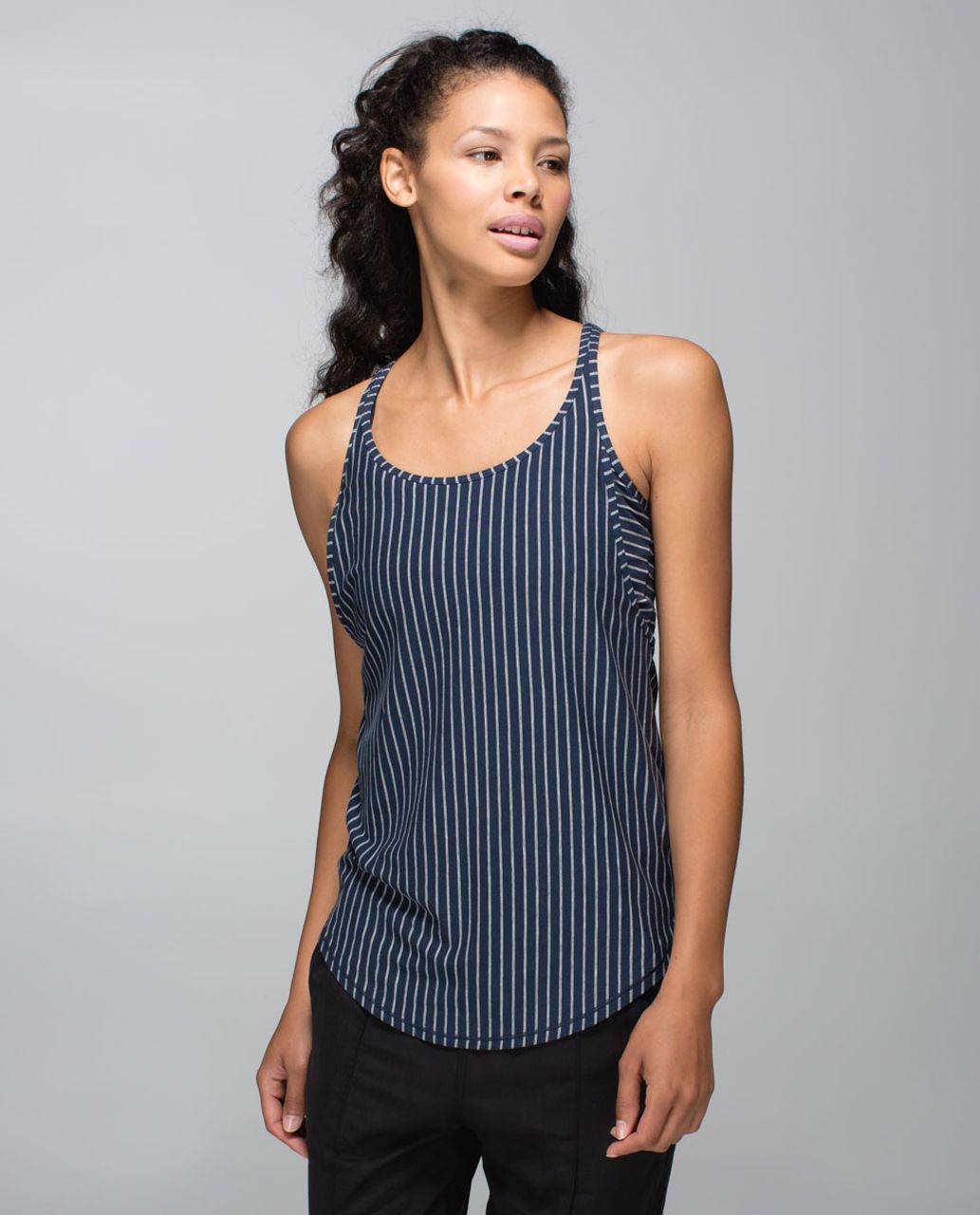 Lululemon Vita Racer Tank - West2east Stripe Inkwell Heathered Medium Grey