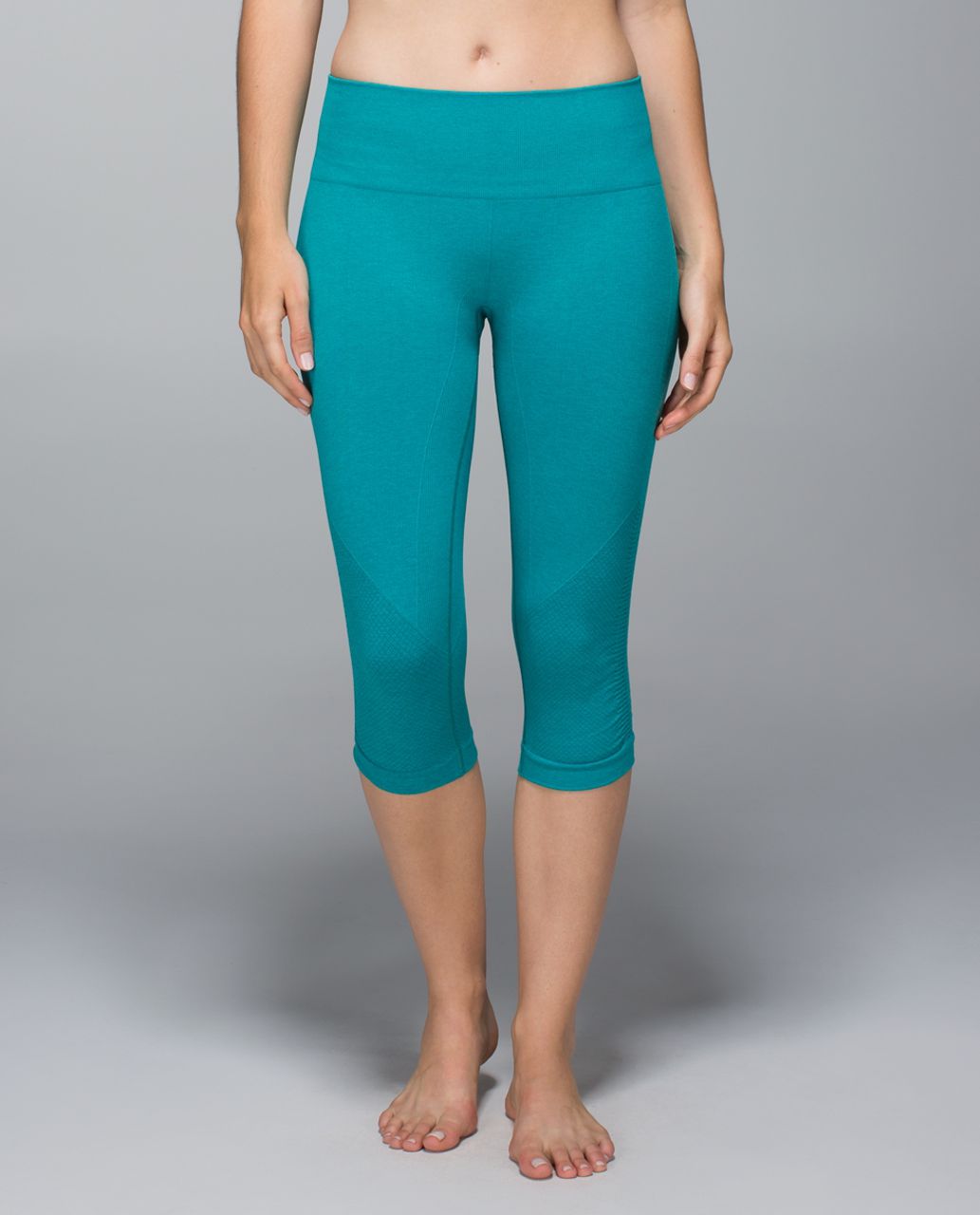 Lululemon In The Flow Crop II - Heathered Real Teal - lulu fanatics