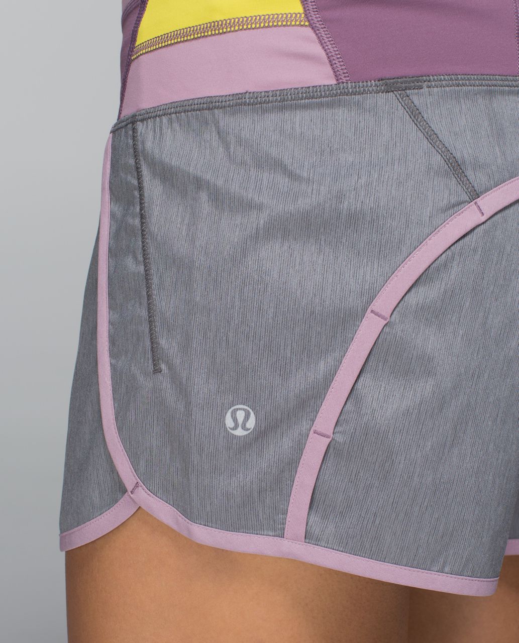 Lululemon Run Times Short *2-way Stretch - Heathered Slate / Mauvelous / Fa14 Quilt 27