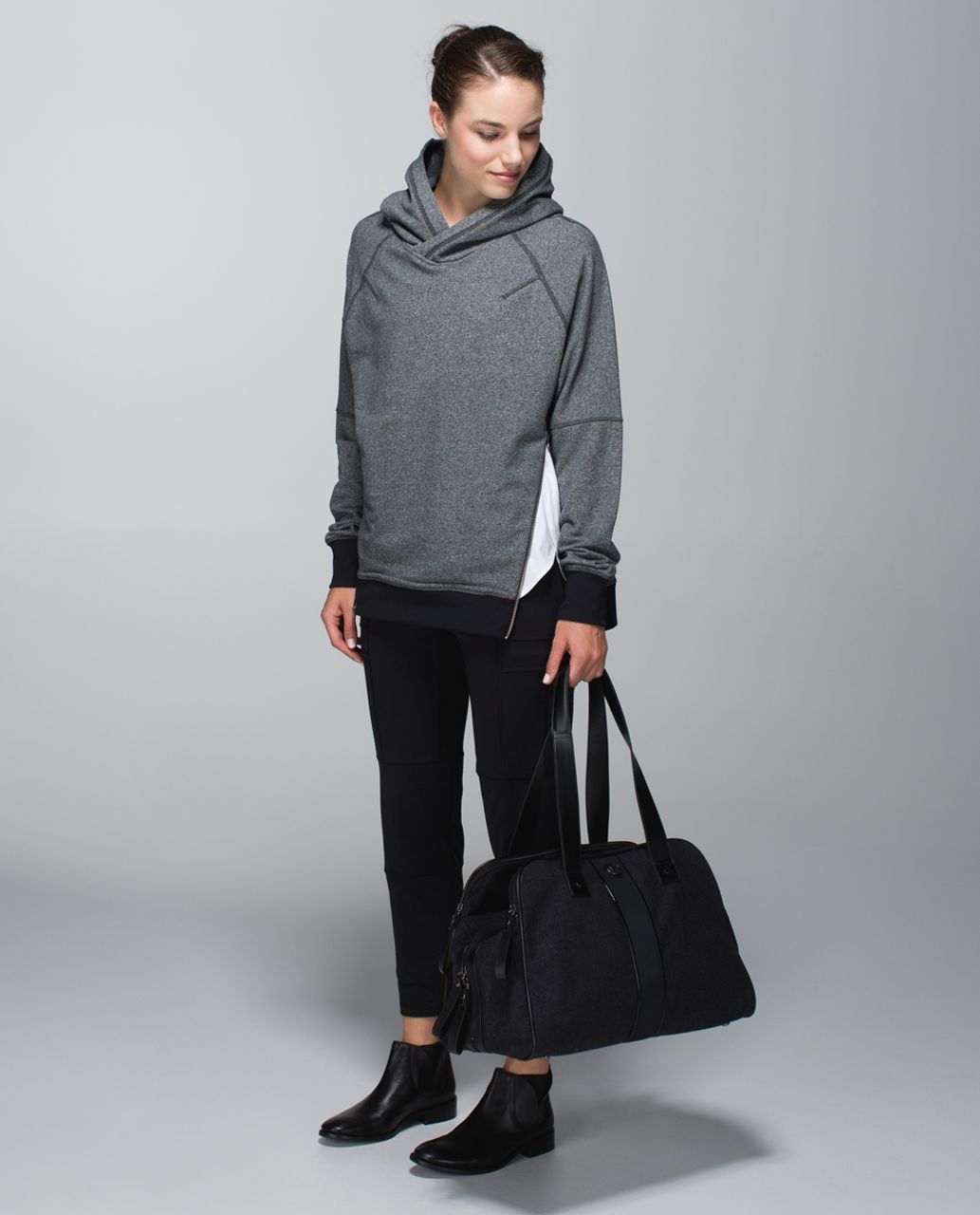 Lululemon Om & Roam Pullover Hoodie Sweatshirt Side Zippers Women's Size 2  Gray