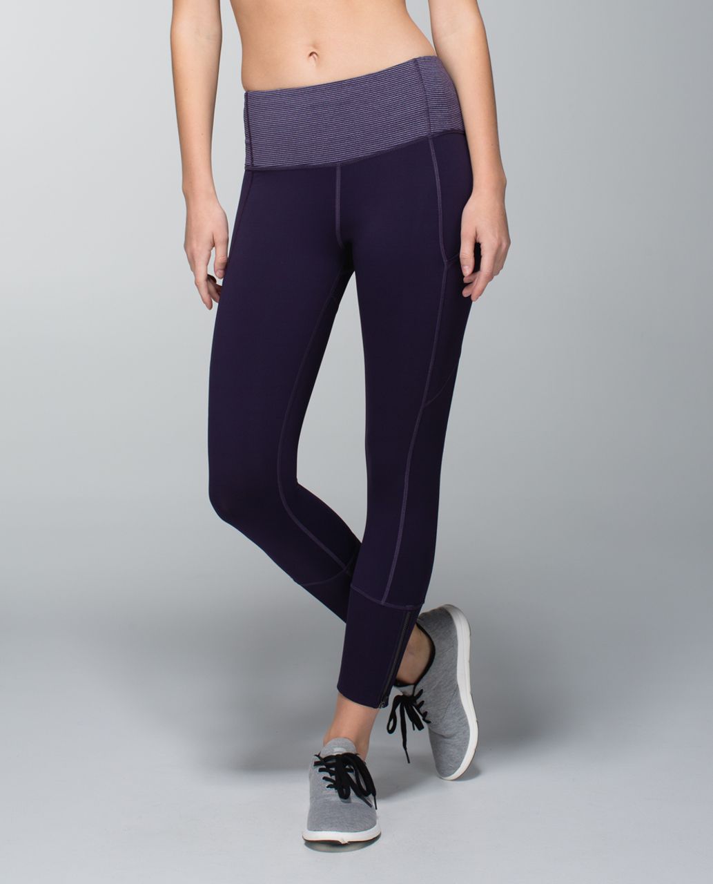 Lululemon Rebel Runner Crop - Black Grape / Wee Stripe Black Grape Heathered Black Grape