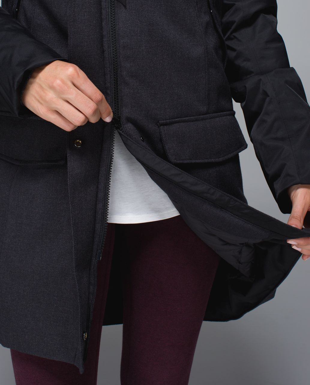 Lululemon Blizzard Parka - Black / Heathered Dark Grey / Black