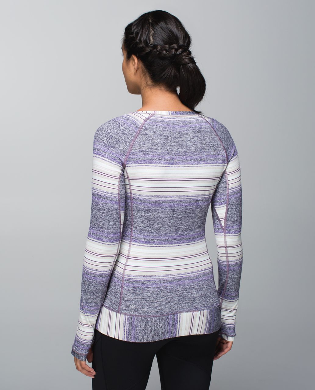 Lululemon Race Your Pace Long Sleeve - Osaka Stripe Heathered Black Grape