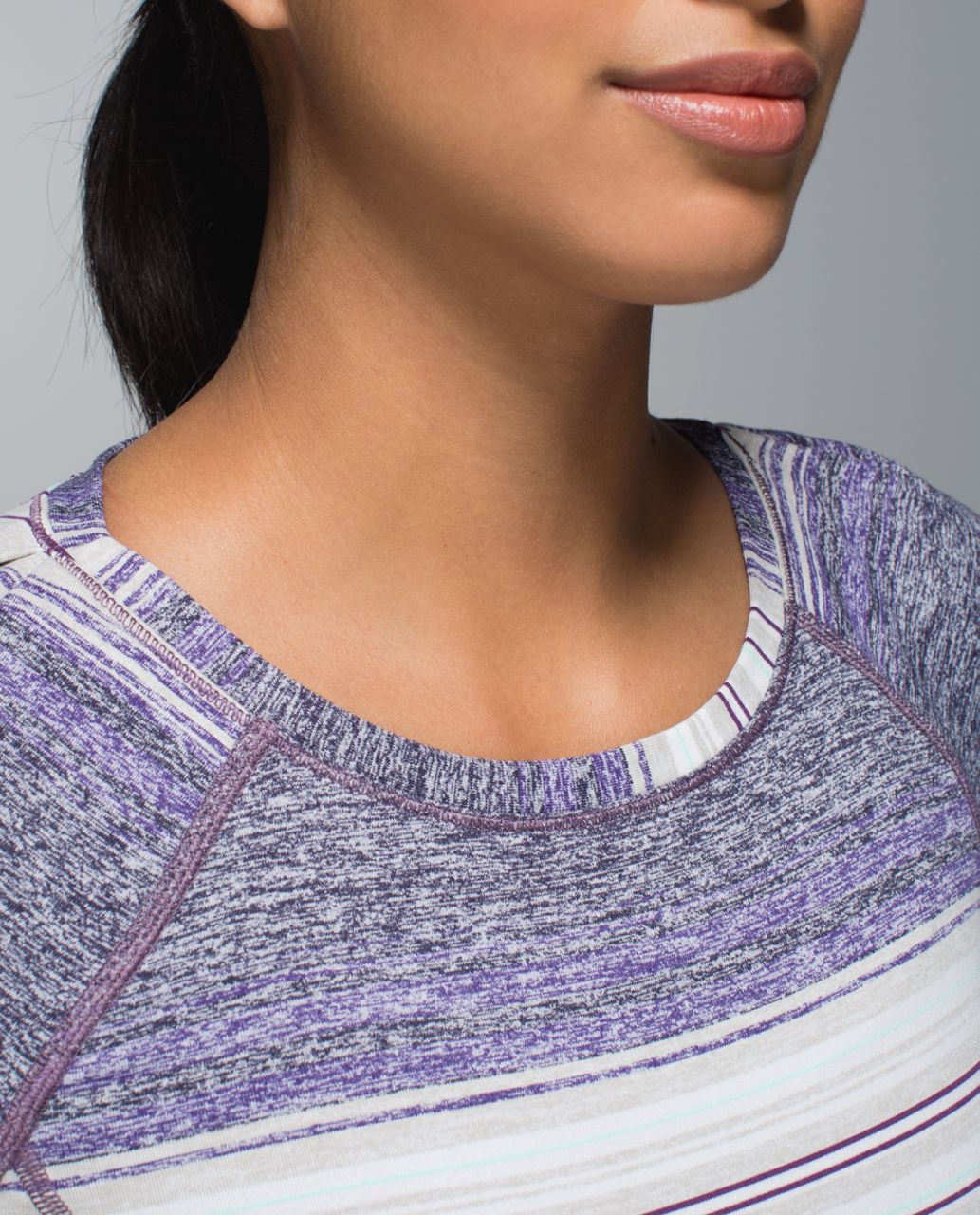 Lululemon Race Your Pace Long Sleeve - Osaka Stripe Heathered Black Grape