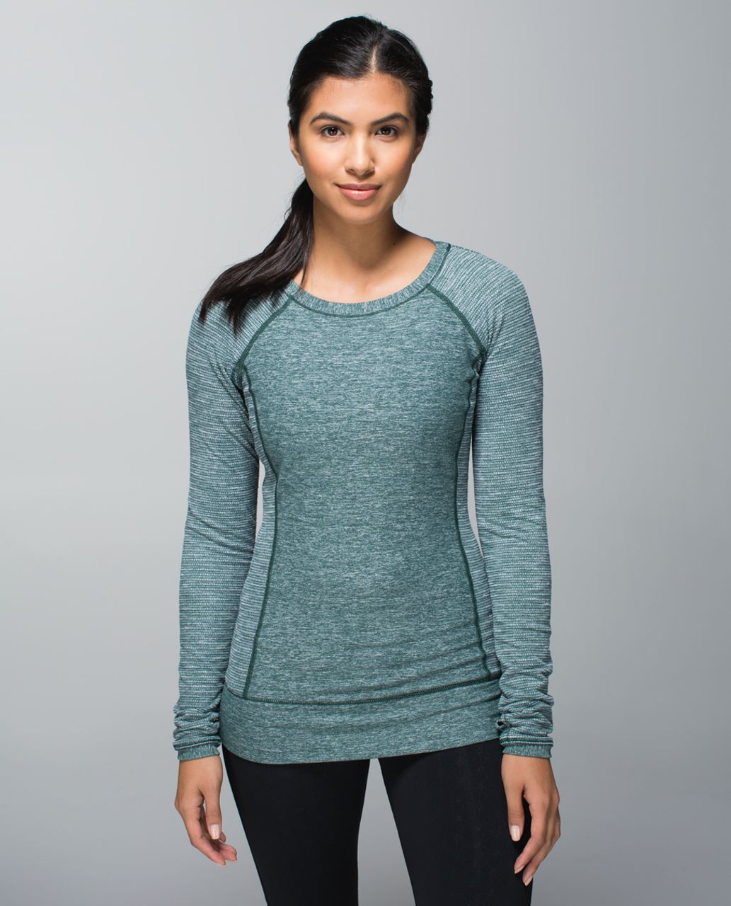 Lululemon Race Your Pace Long Sleeve - Heathered Fuel Green / Coco Pique Fuel Green