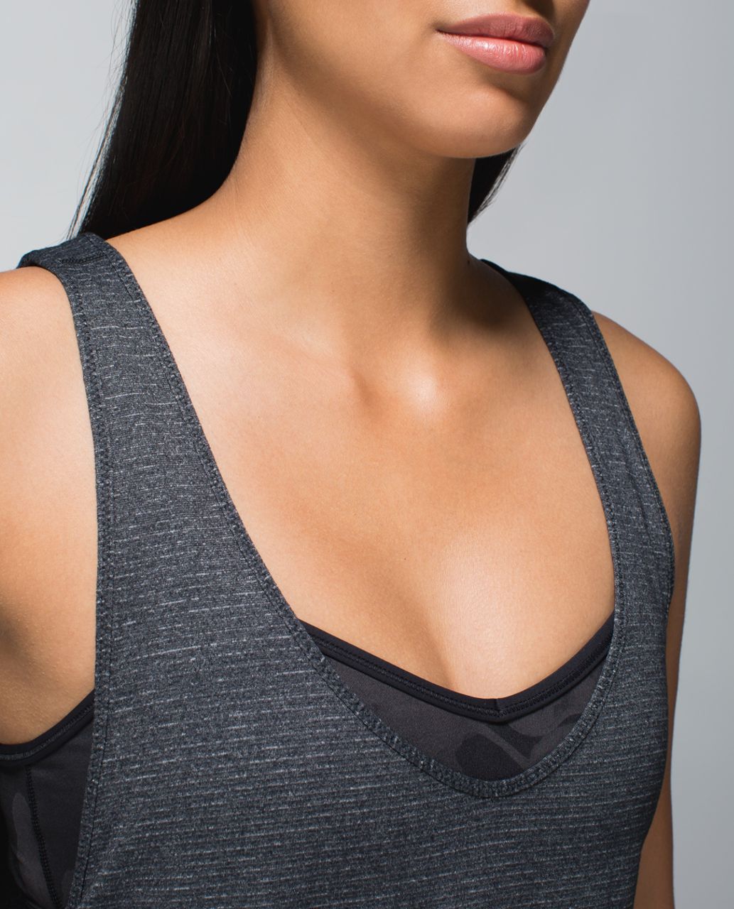 Lululemon Seek The Heat Tank - Heathered Black / Inky Floral Soot Black / Black