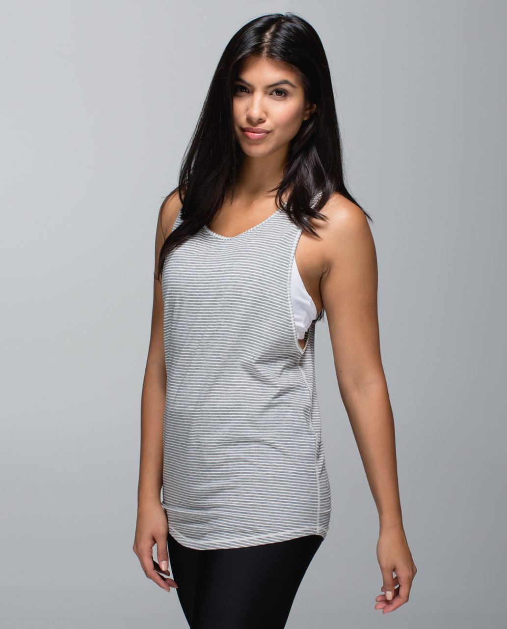 Lululemon Ravi Tank - Hyper Stripe Heathered Medium Grey Ghost