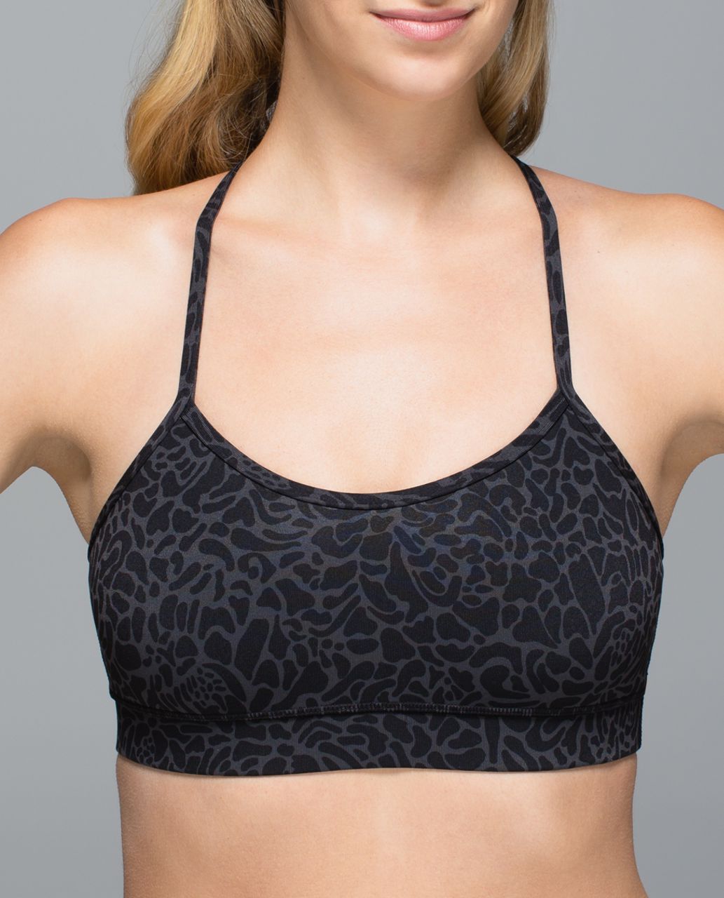 Lululemon Flow Y Bra IV - Petal Camo Printed Black Deep Coal