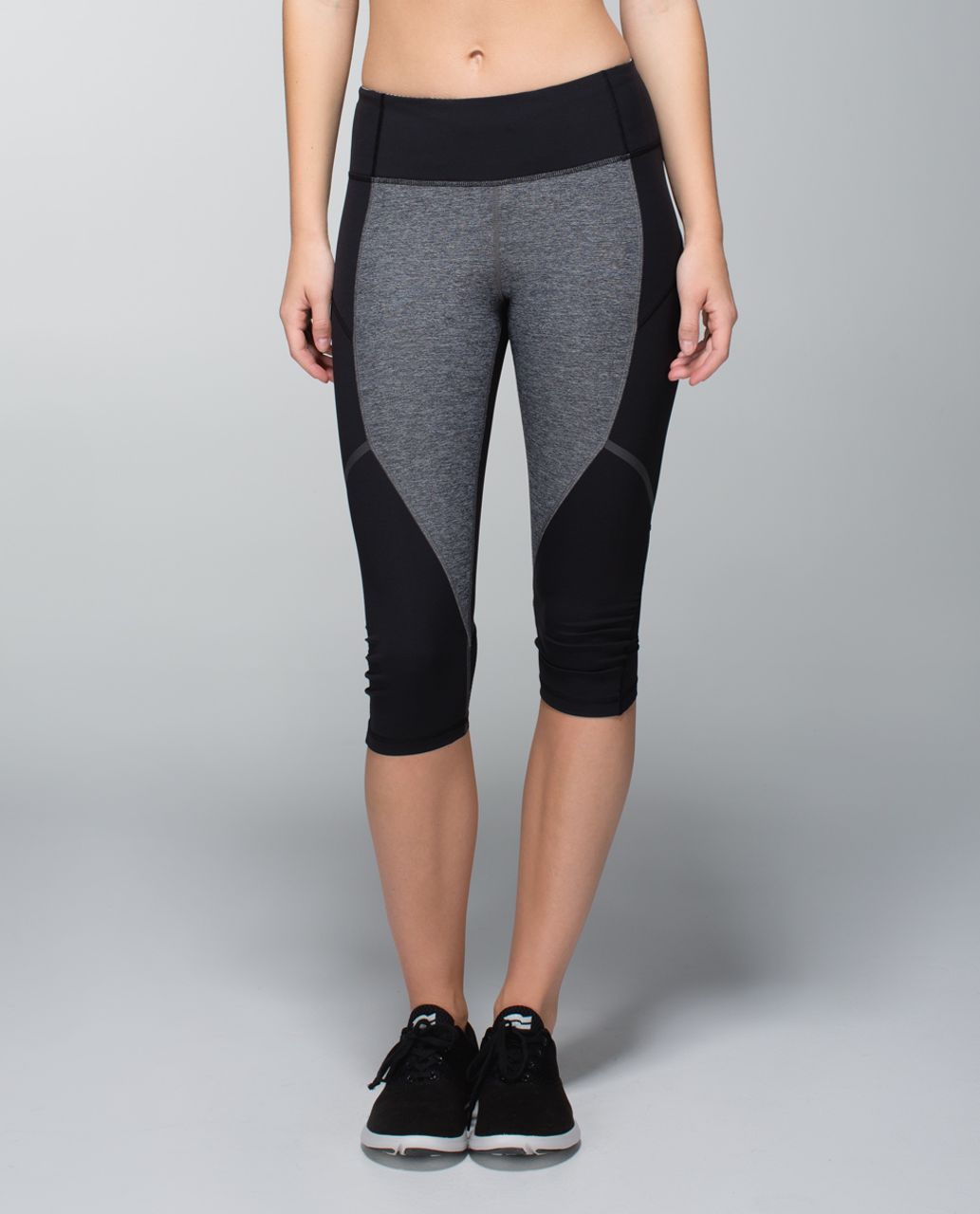 Lululemon Hop To It Crop *Full-On Luxtreme - Black /  Heathered Black