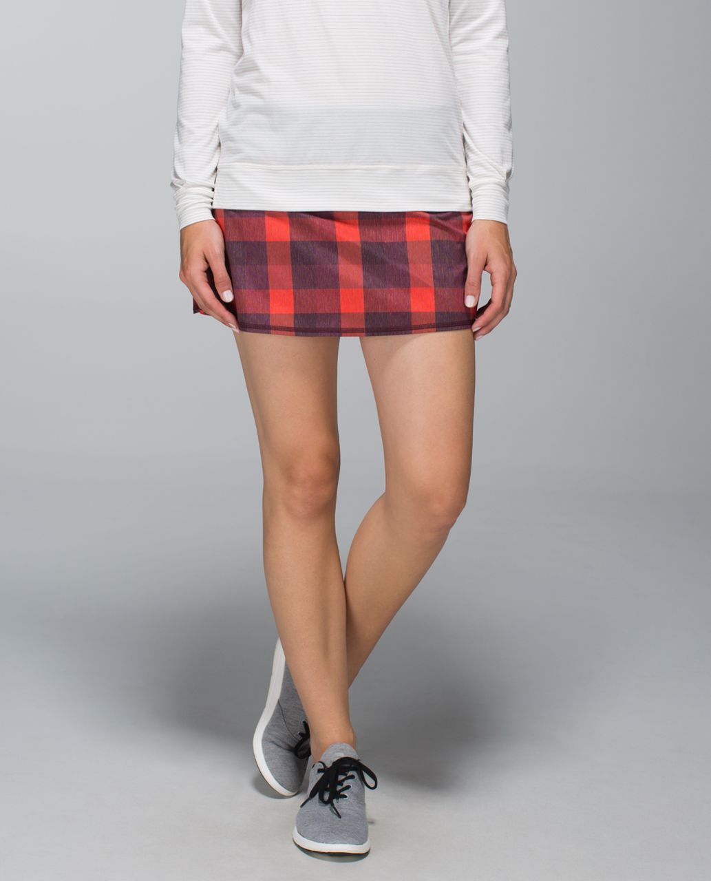 Lululemon Run:  Pace Setter Skirt *2-way Stretch (Regular) - Yama Check Heathered Flaming Tomato / Bordeaux Drama