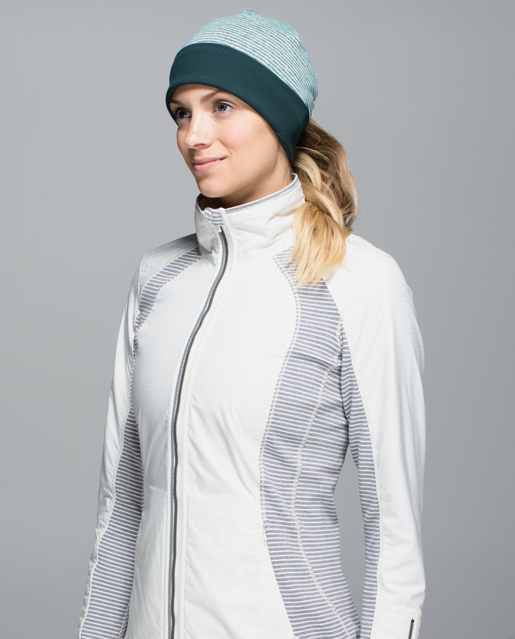 Lululemon Run With Me Toque - Fuel Green / Hyper Stripe Heathered Fuel Green Toothpaste