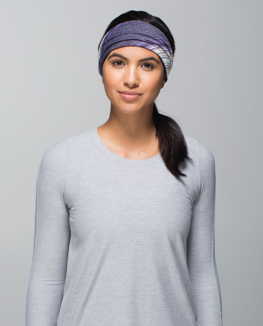 Lululemon Bang Buster Headband *Reversible - Osaka Stripe Heathered Black Grape / Black Grape