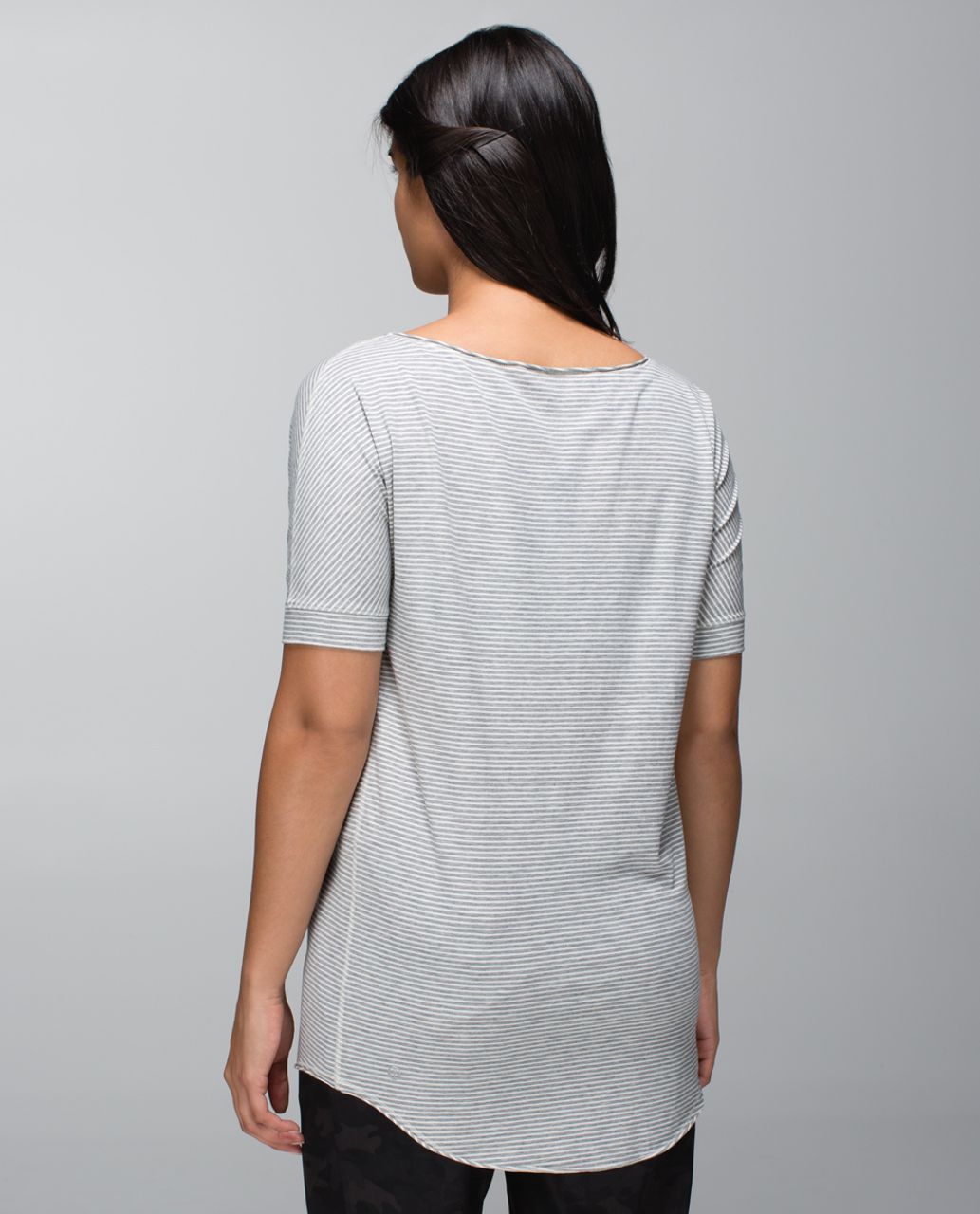 Lululemon Ravi Tee - Hyper Stripe Heathered Medium Grey Ghost