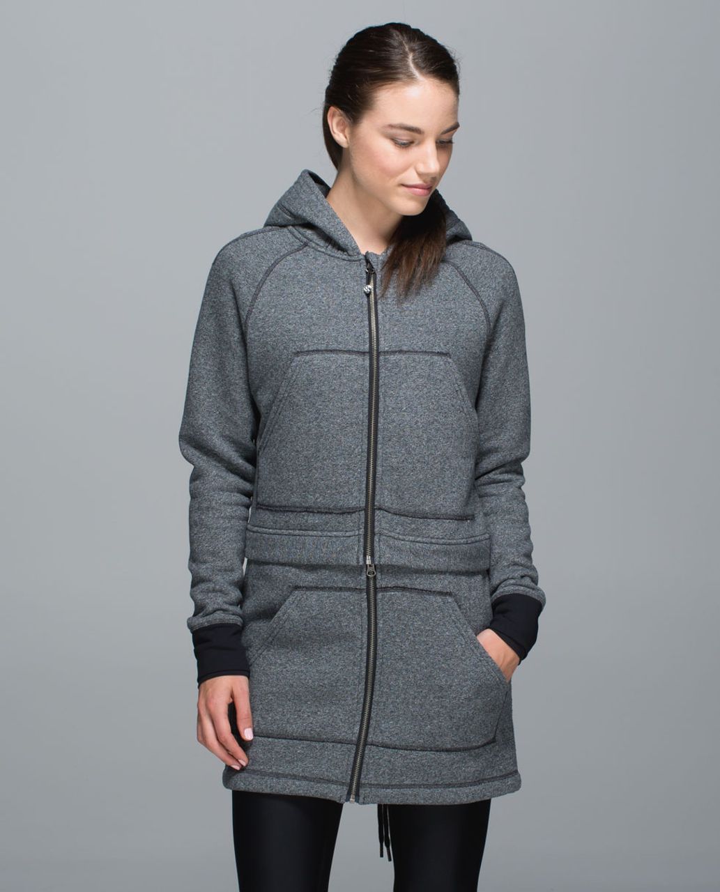 Lululemon Long & Short Of It Jacket - Heathered Speckled Black / Black