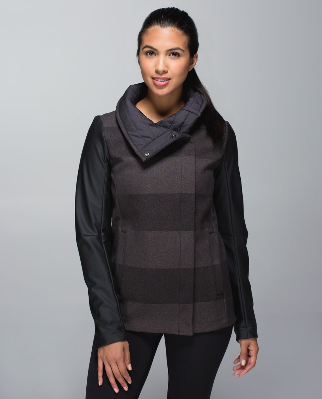 Lululemon Brisky Biker Jacket - Black / Horizontal Stripe Black Soot Light / Black